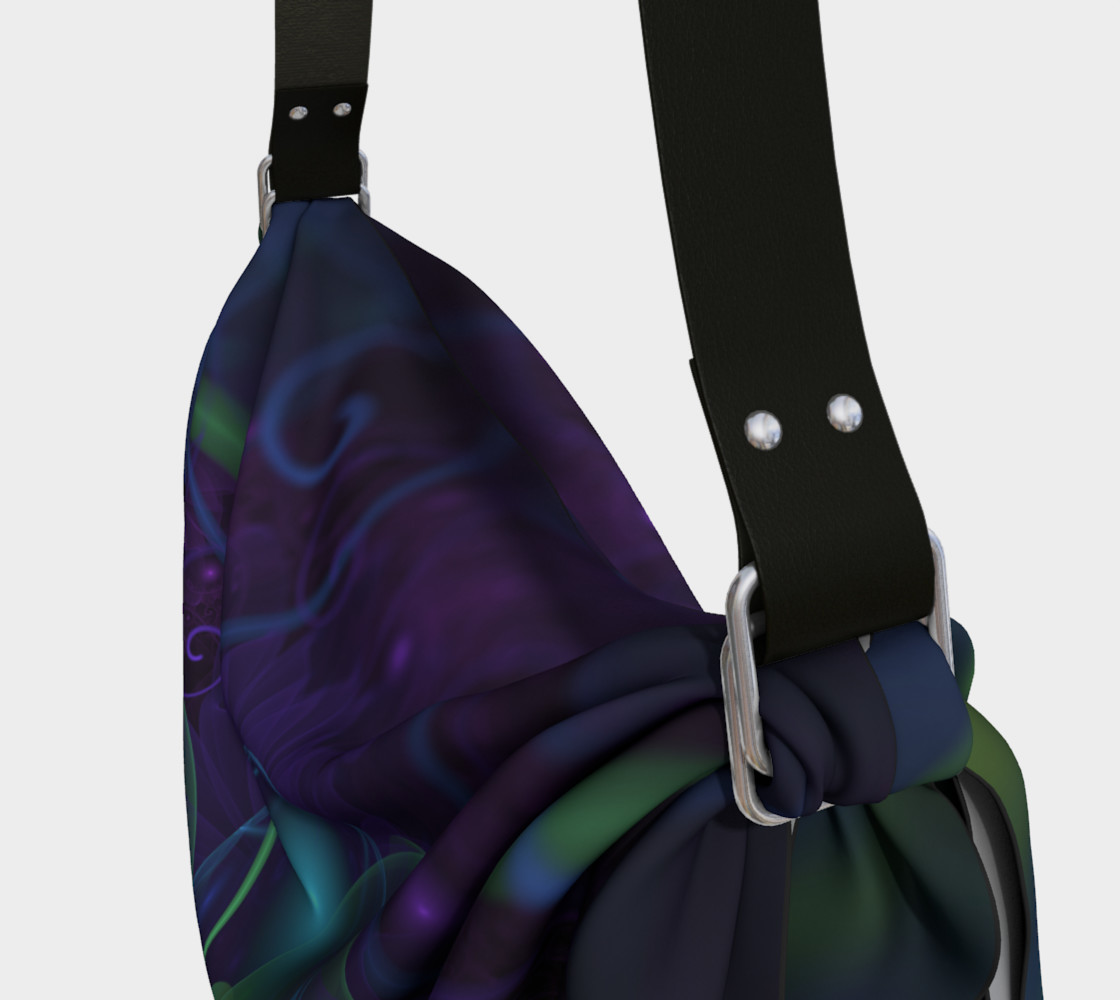 Aperçu de Origami Tote Bag with a Glowing Blue-Green Fractal Lotus Lily Pad Pond #3