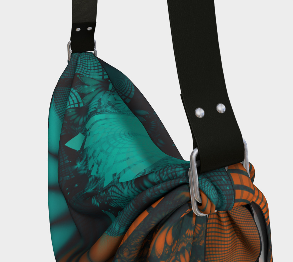 Aperçu de Origami Tote Bag with Beautiful Teal and Orange Paisley Fractal Feathers #3