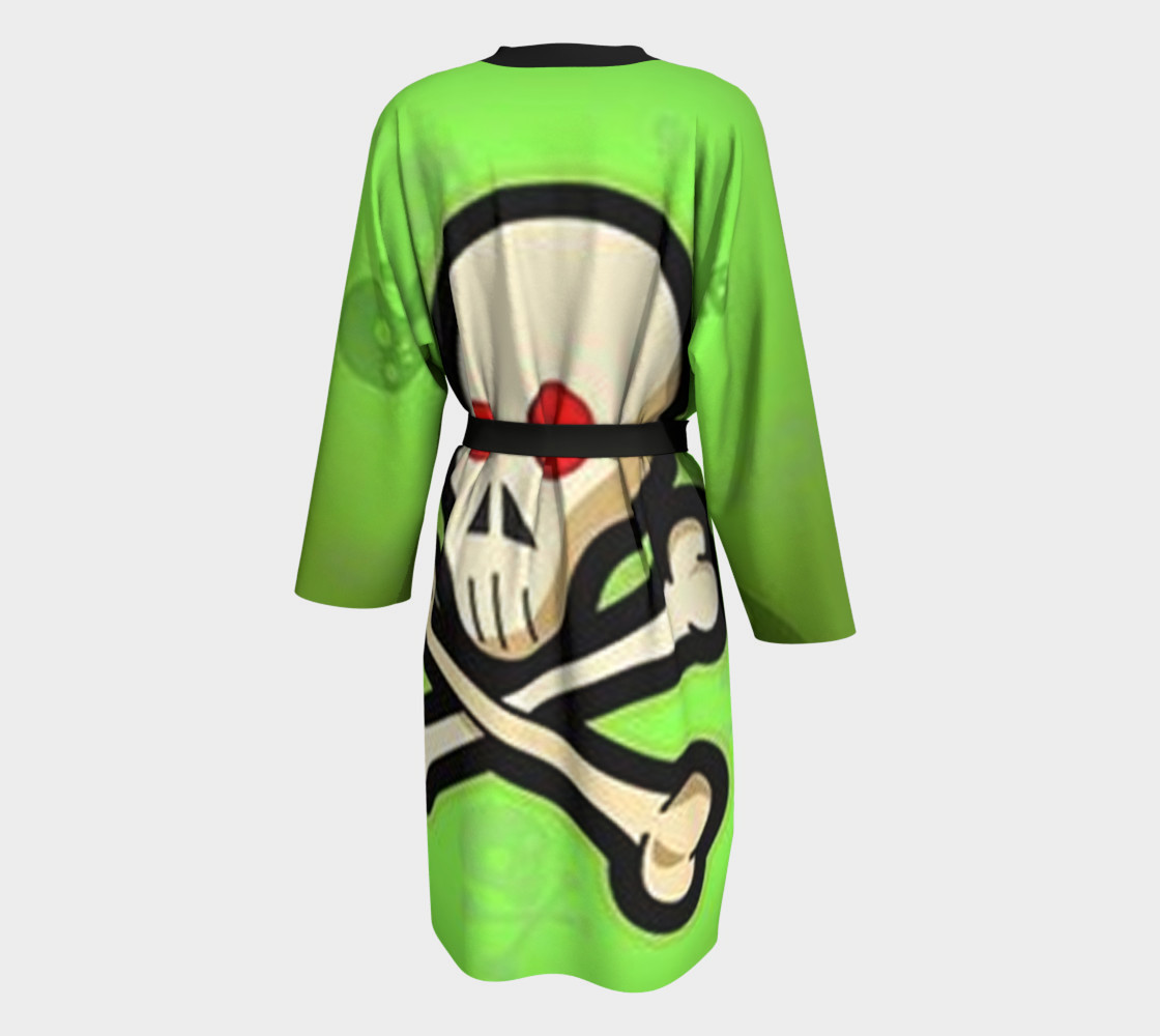 Cartoon Skull On Green Peignoir preview #2