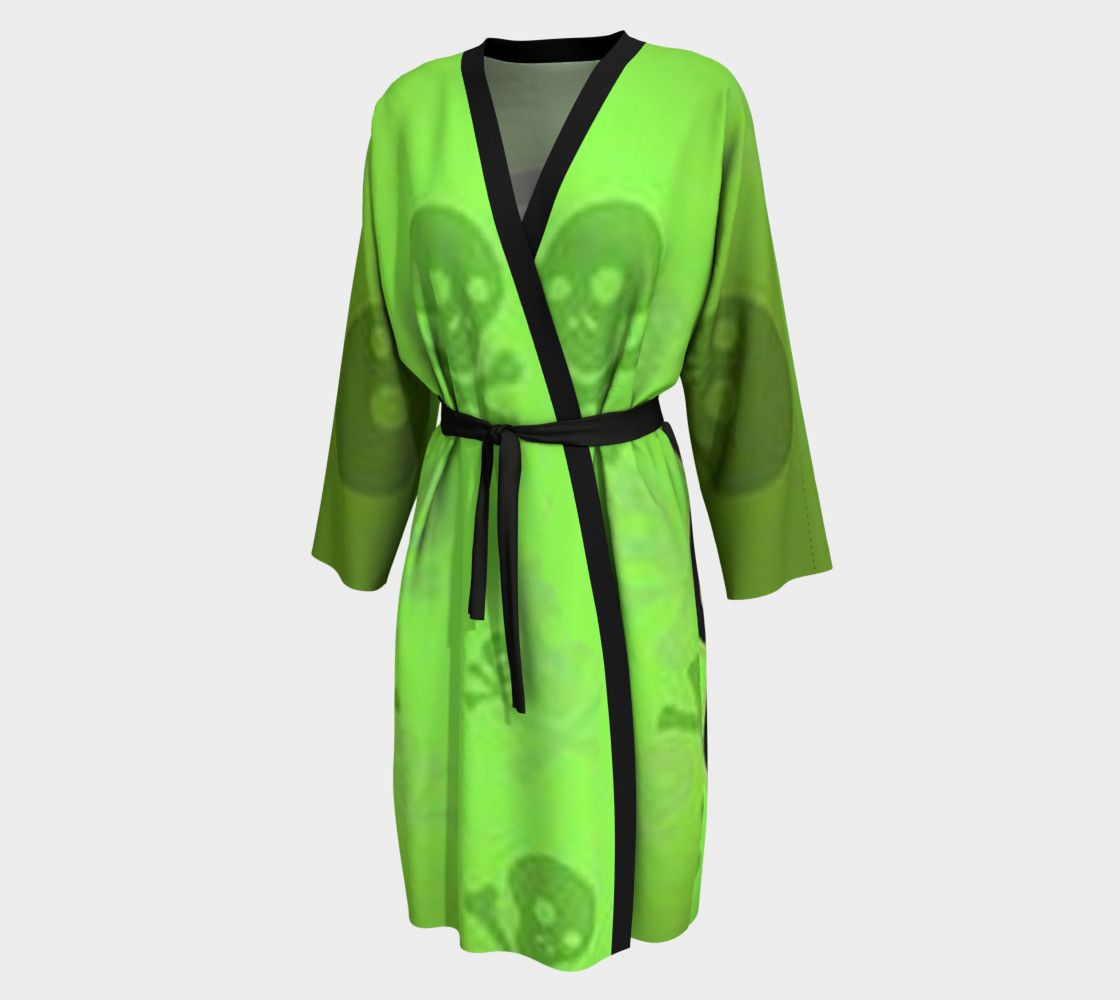 Cartoon Skull On Green Peignoir preview #1