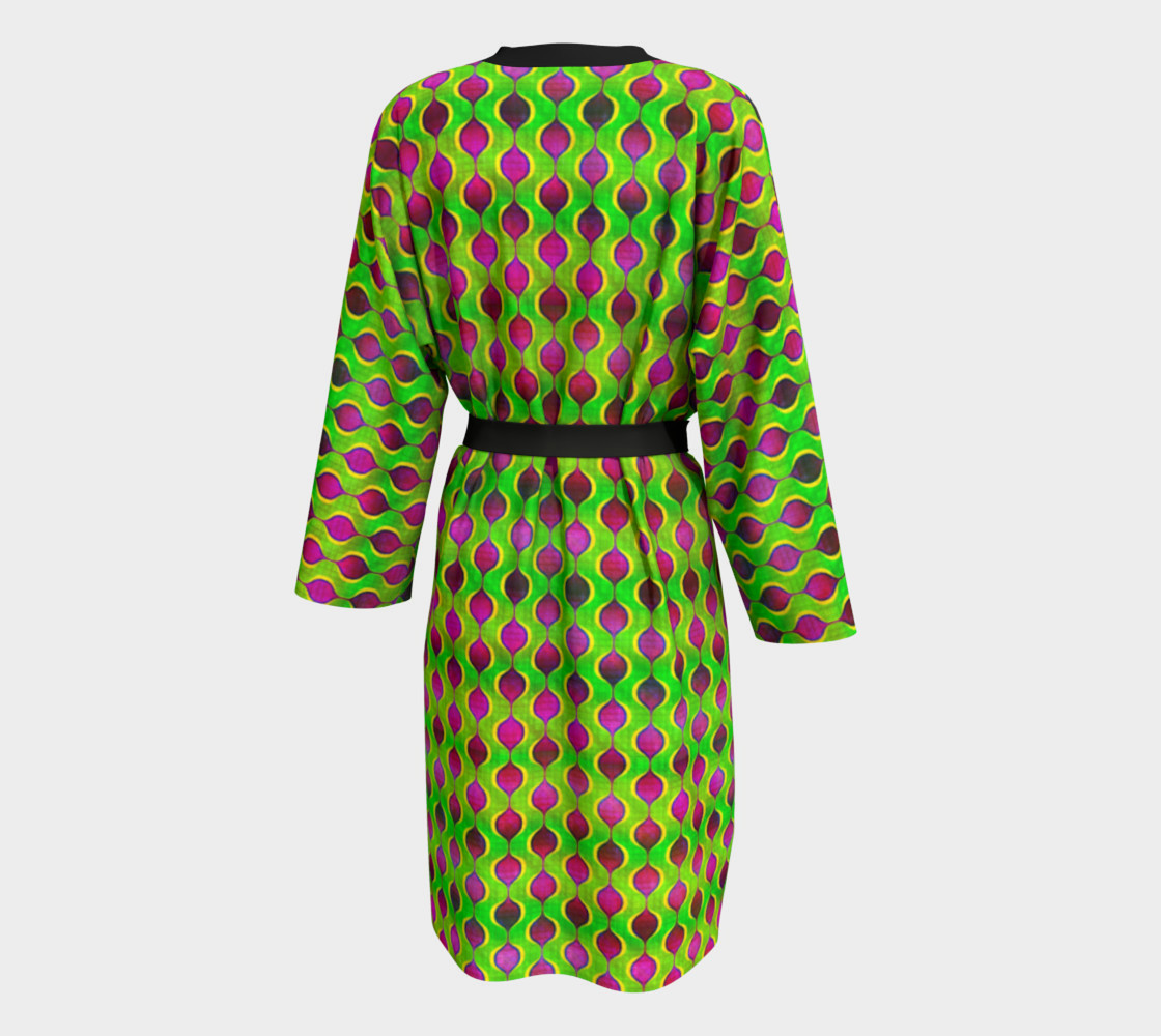 Fun Bright Green Purple Ogee Pattern Peignoir Robe preview #2