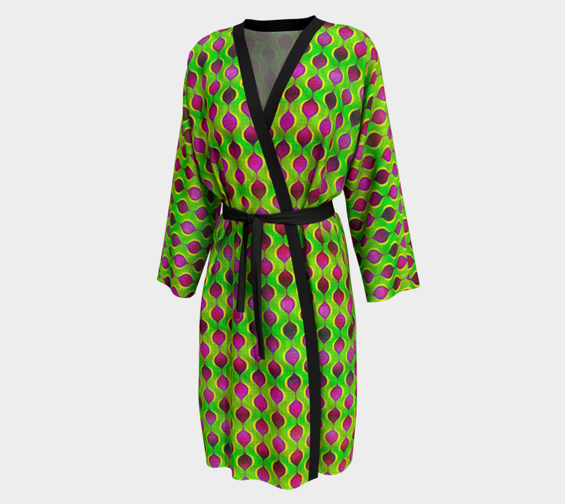 Fun Bright Green Purple Ogee Pattern Peignoir Robe preview #1