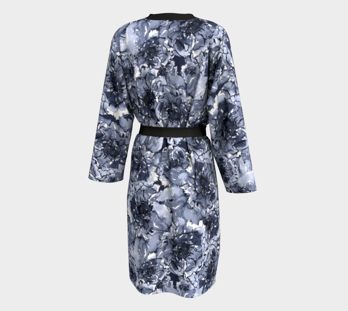 Navy Blue Floral Robe preview #2
