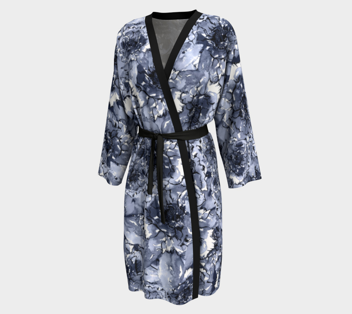 Navy Blue Floral Robe preview #1