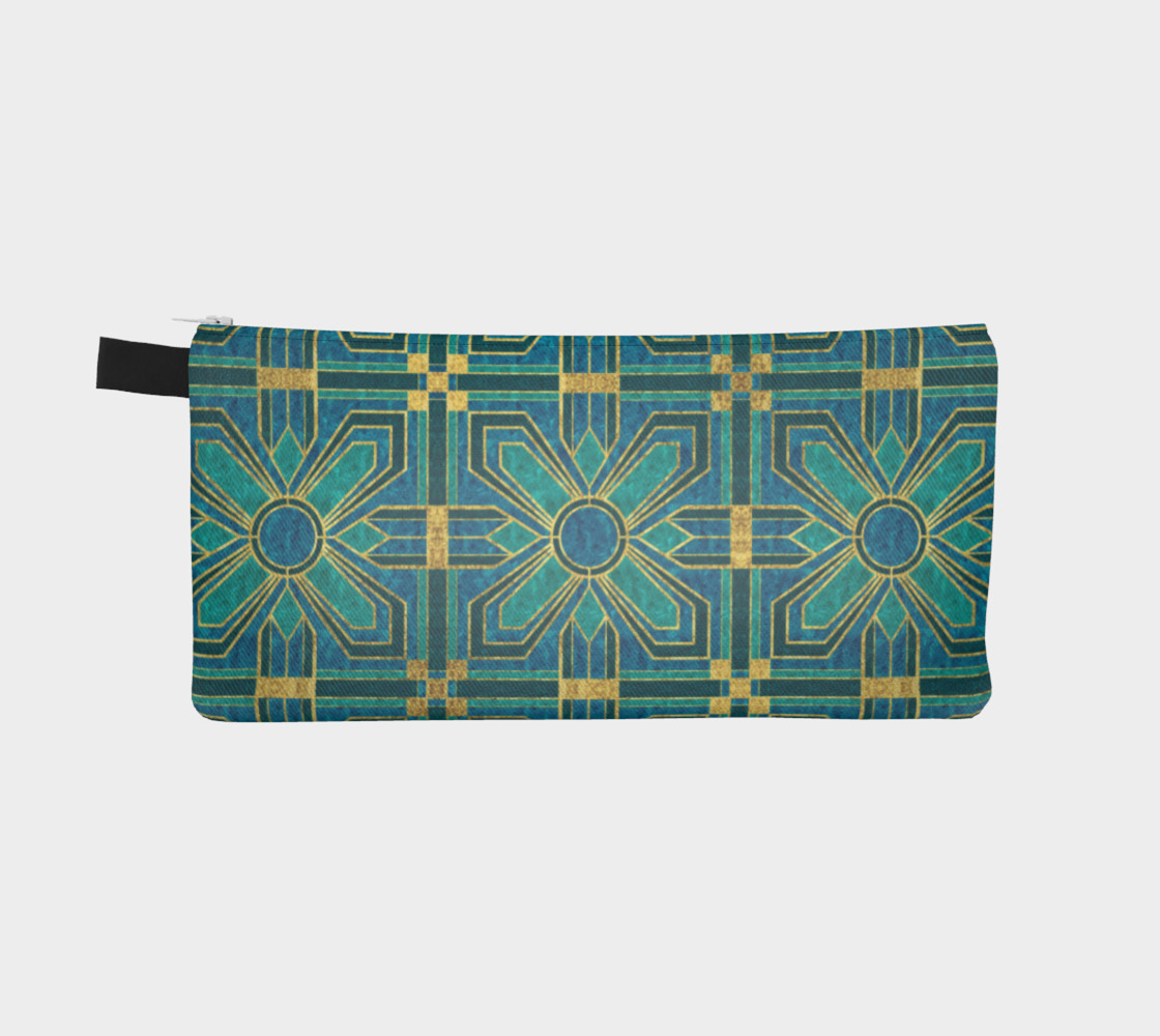 Art Deco Floral Tiles in Turquoise and Blue preview #2
