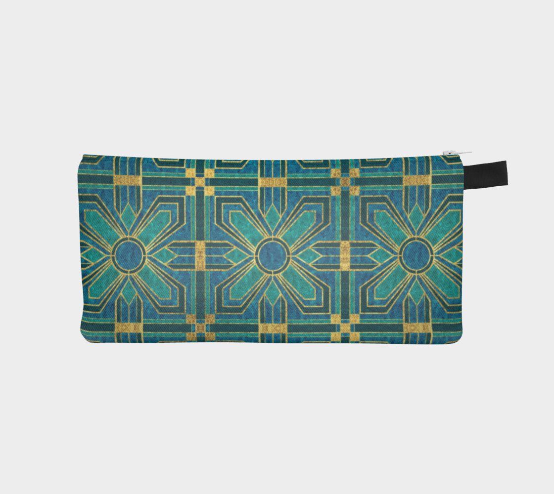 Art Deco Floral Tiles in Turquoise and Blue preview #1