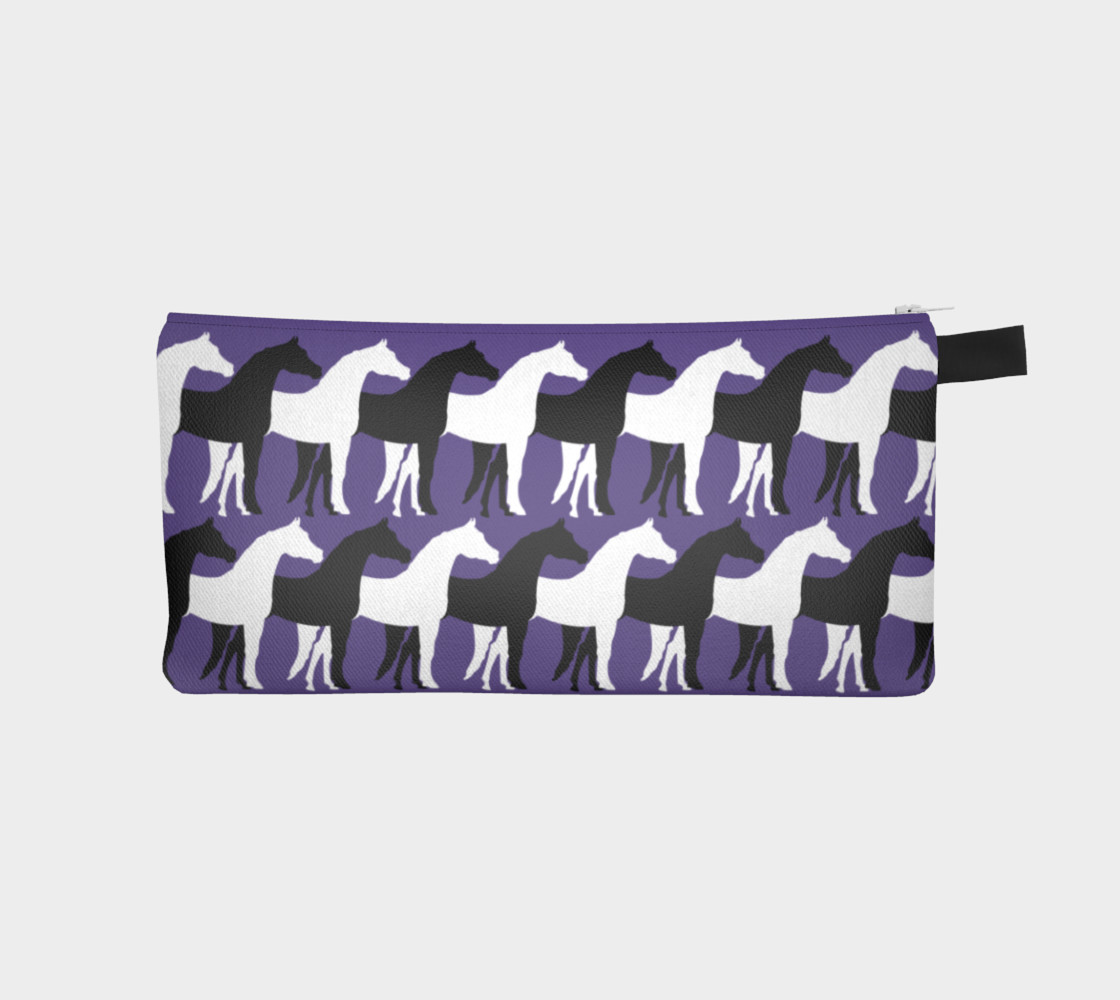 Aperçu de Black and White Overlapping Horses on Ultra Violet Purple #1