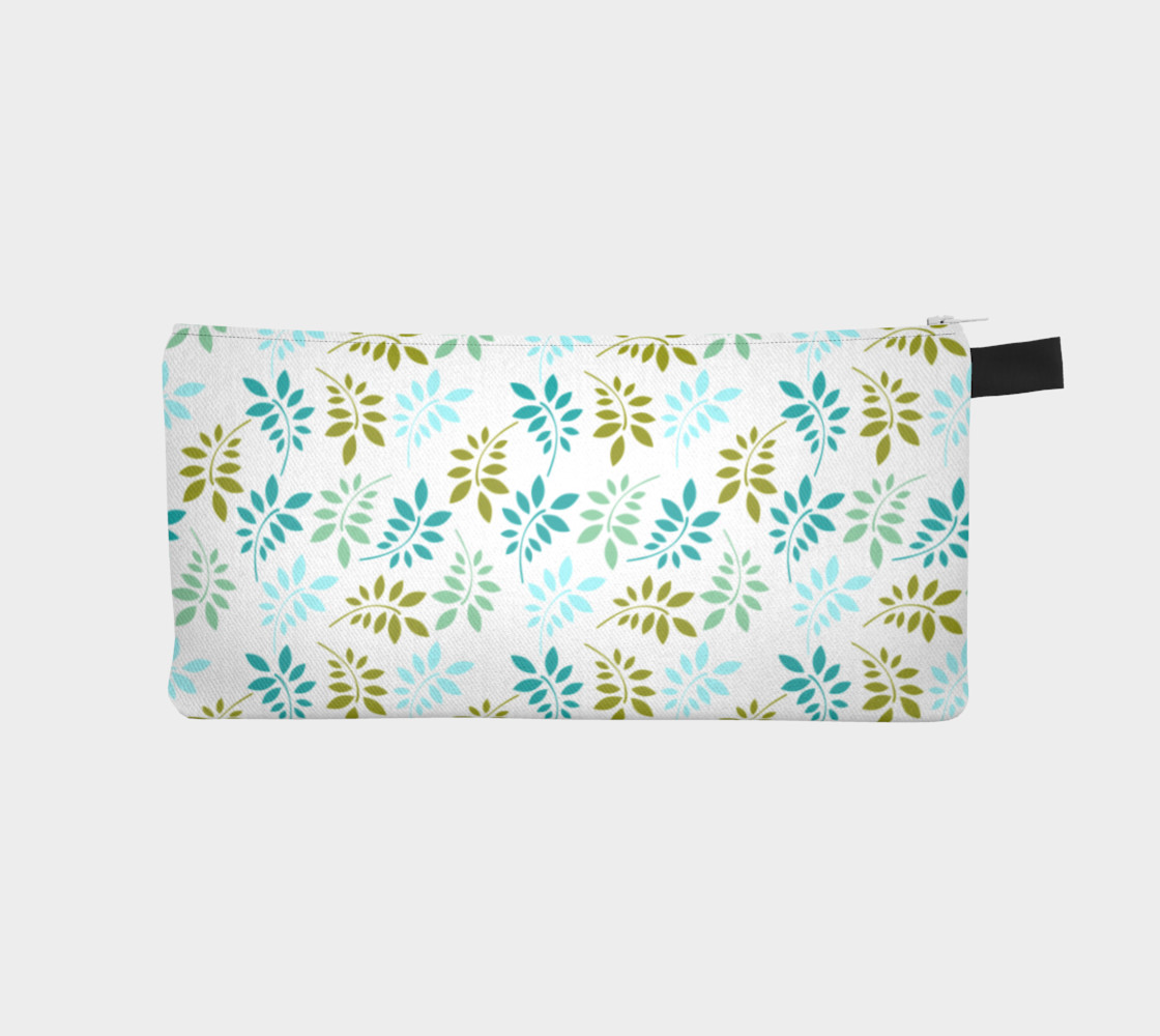 Green leaves pastel pencil case preview #1
