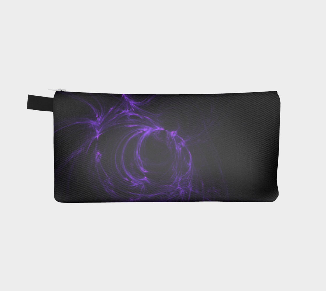 Purple Fractal on Black Pencil Case preview #2