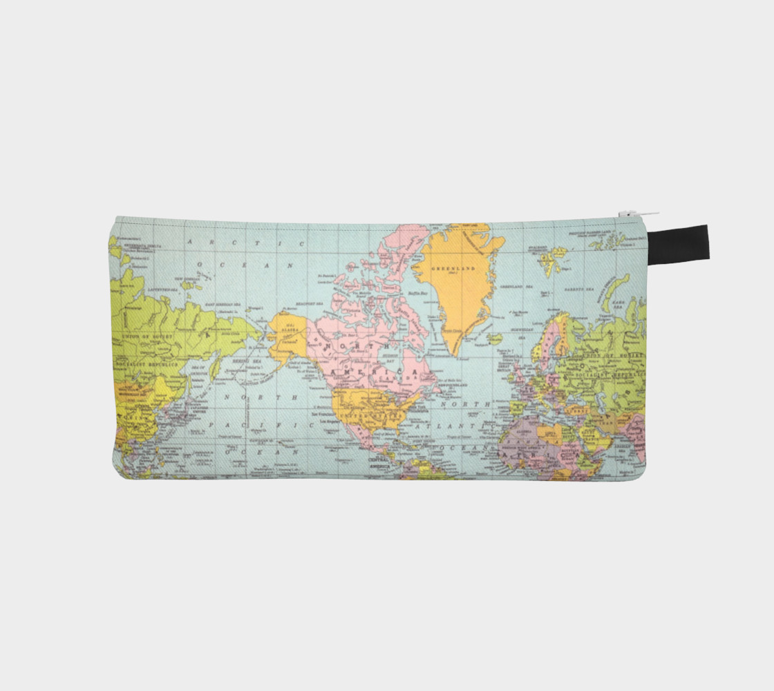 World Map Pencil Case World Map Zip Pouch, Pencil Case by Catherine Holcombe | Shop 