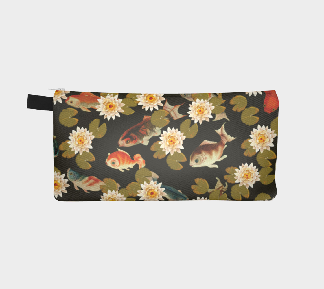 Koi & Lily Pads in Dark Water - Pencil Case preview #2