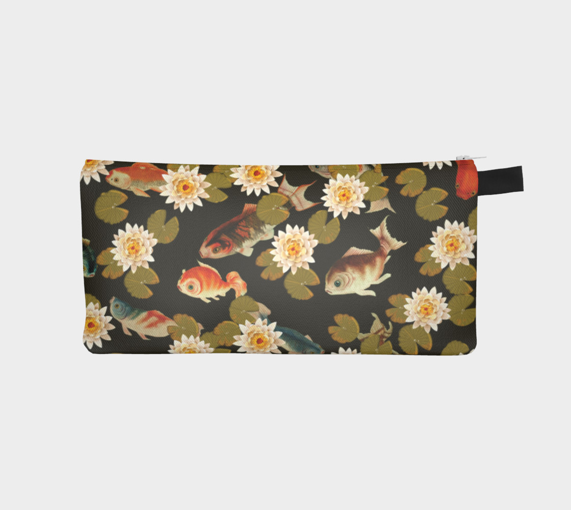 Koi & Lily Pads in Dark Water - Pencil Case preview #1