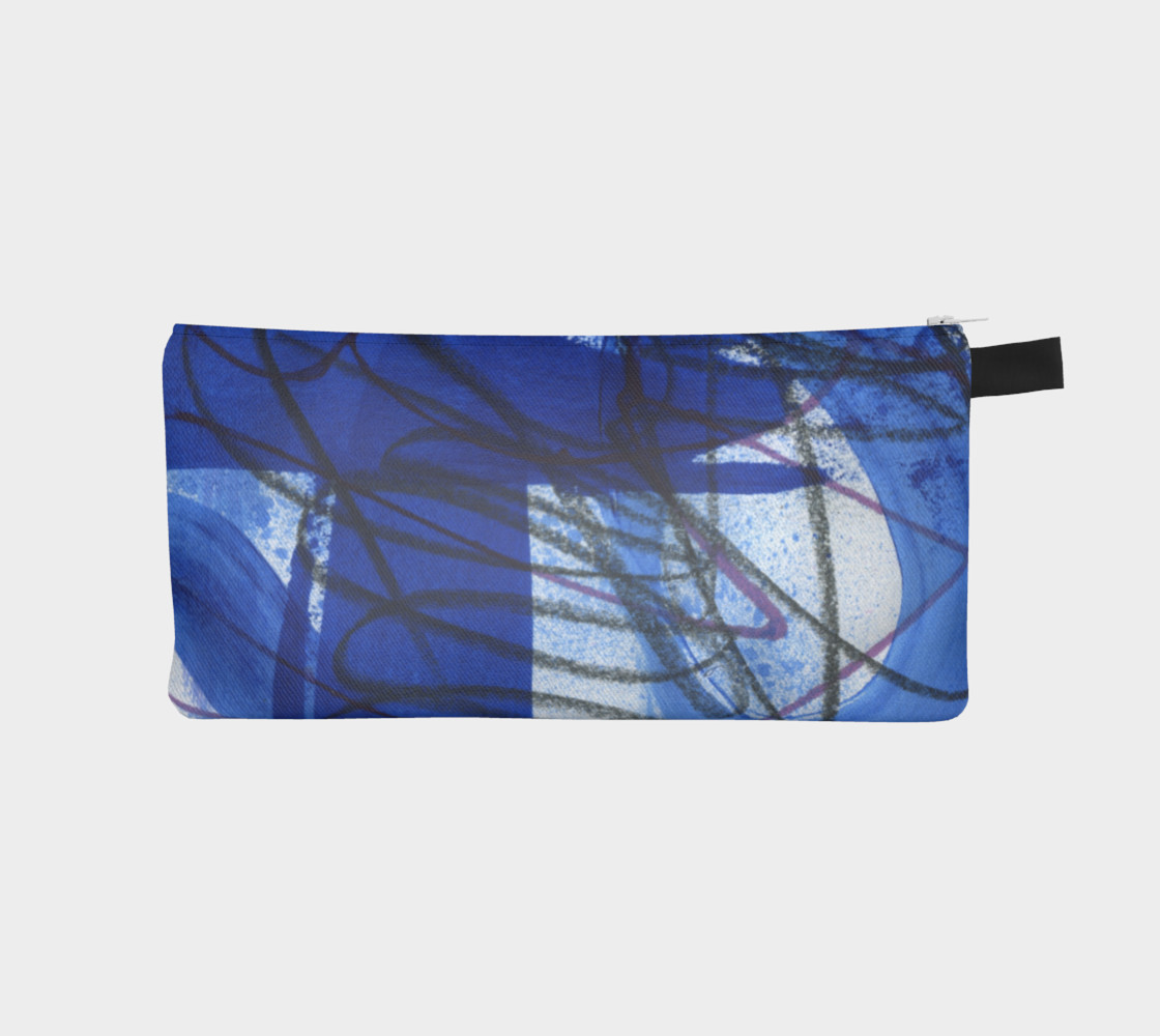 Black, white, and blue pencil pouch preview #1