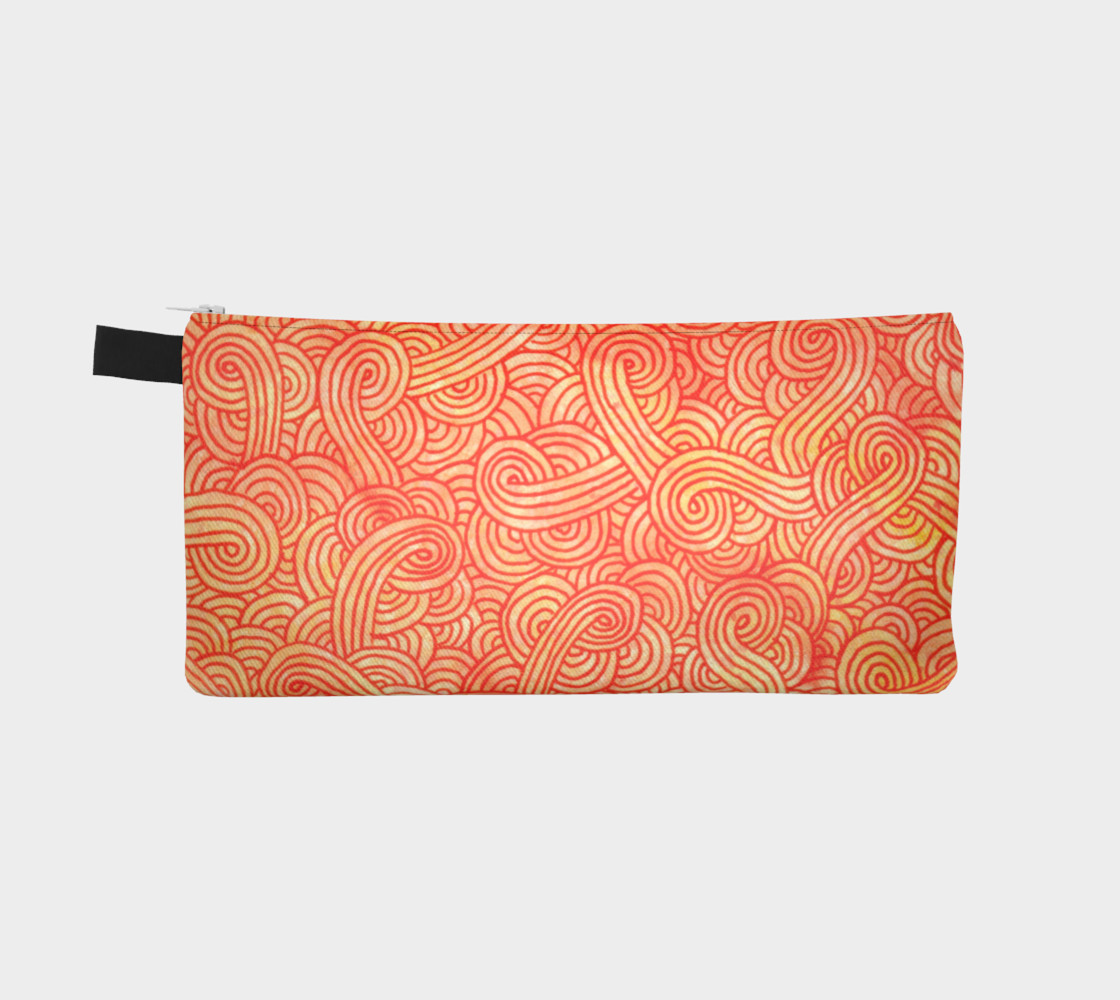 Orange and red swirls doodles Pencil Case preview #2