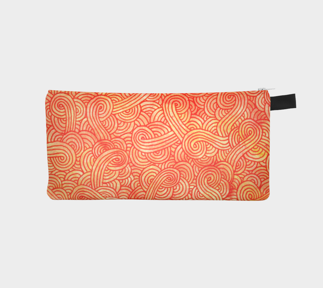 Orange and red swirls doodles Pencil Case preview #1