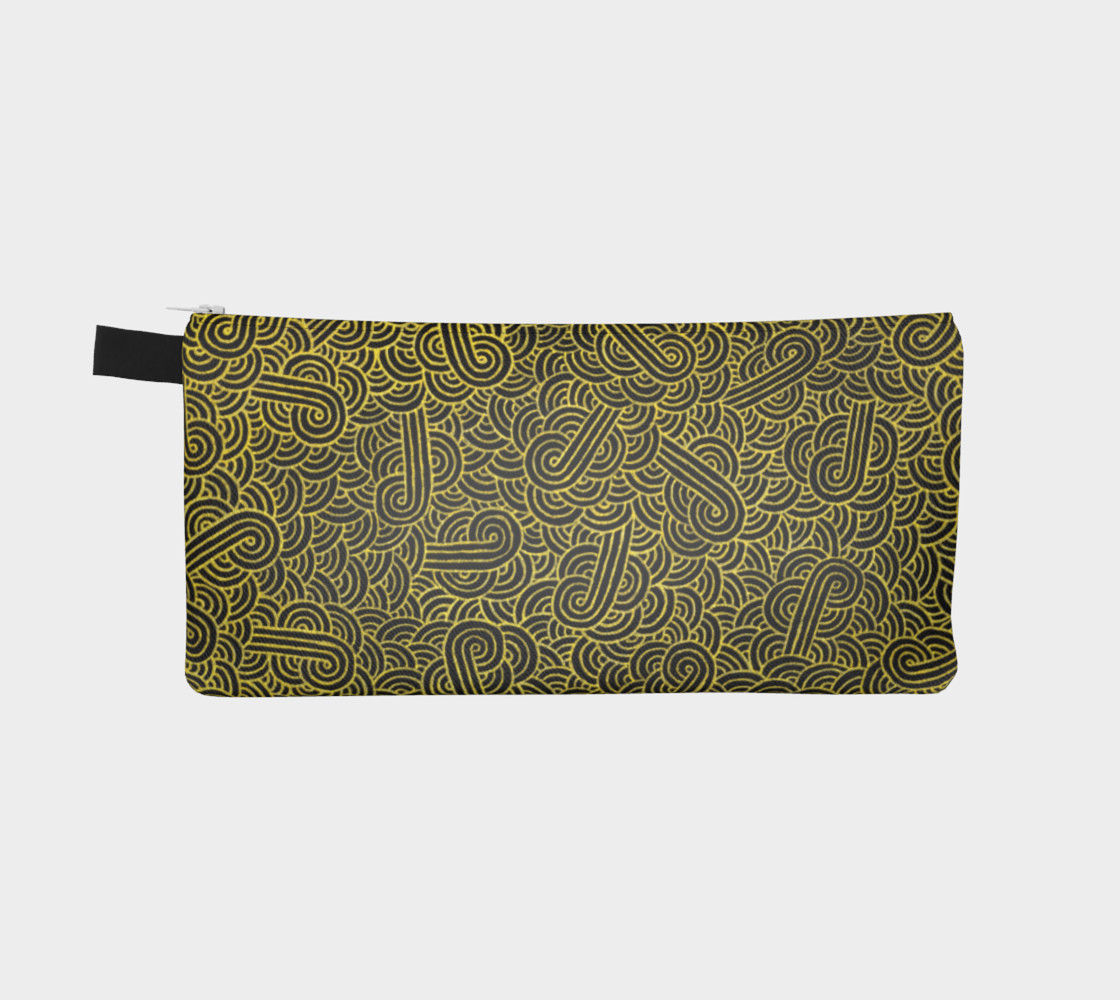 Faux gold and black swirls doodles Pencil Case preview #2