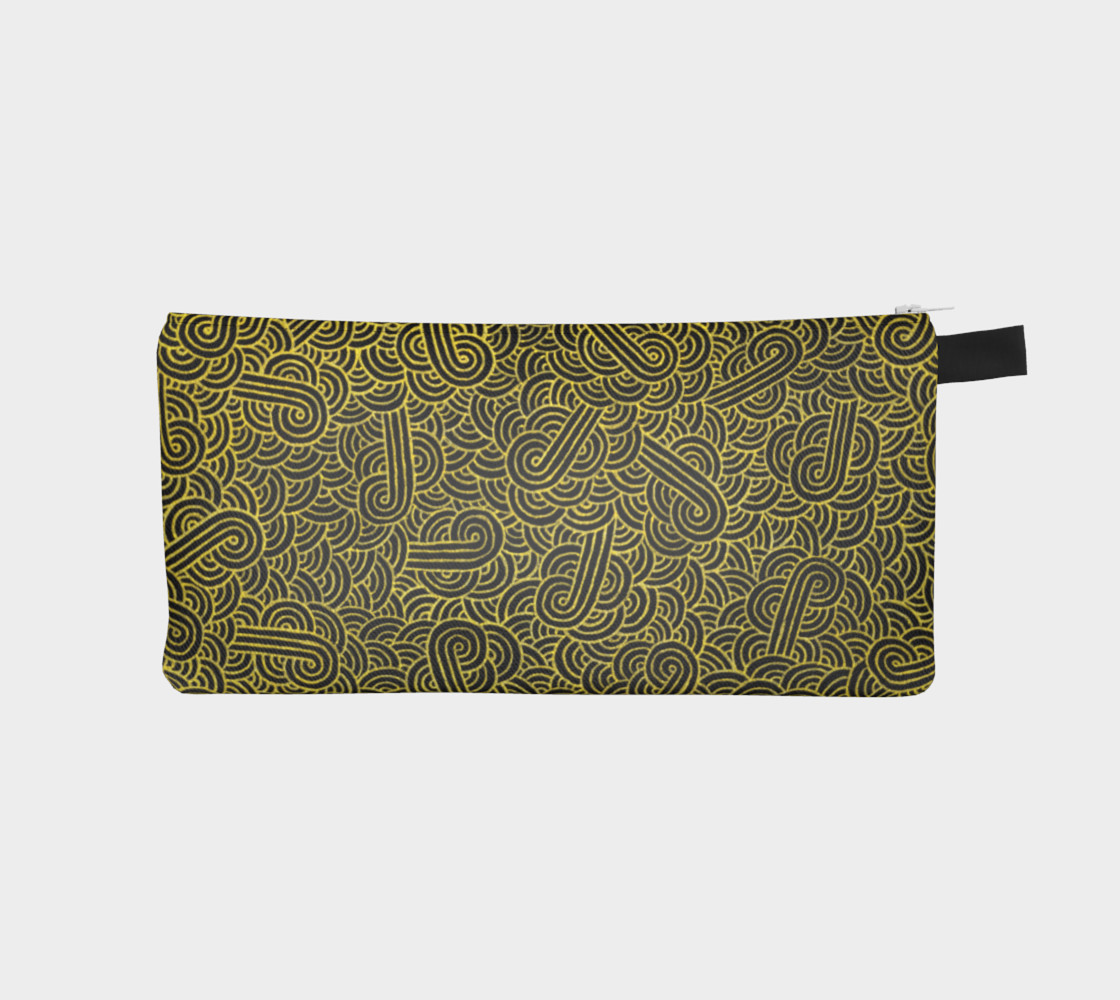 Faux gold and black swirls doodles Pencil Case preview #1