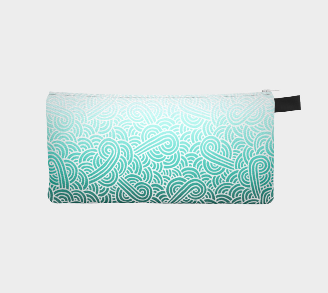 Ombre turquoise blue and white swirls doodles Pencil Case preview #1