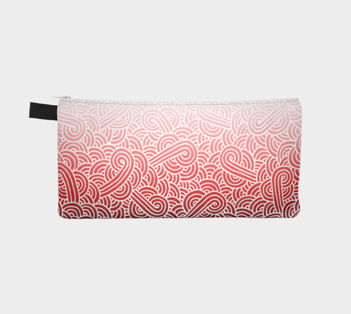 Ombre red and white swirls doodles Pencil Case preview #2