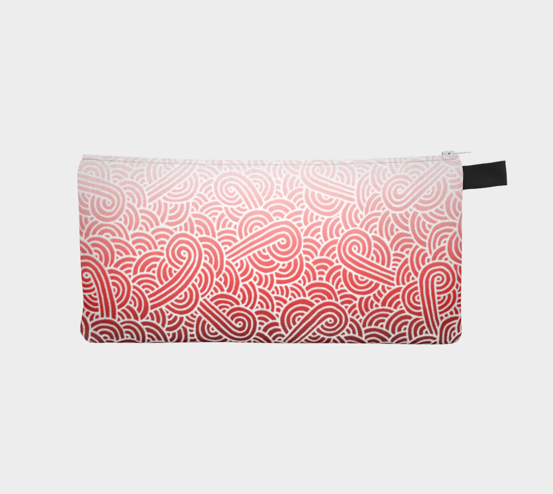 Ombre red and white swirls doodles Pencil Case preview #1