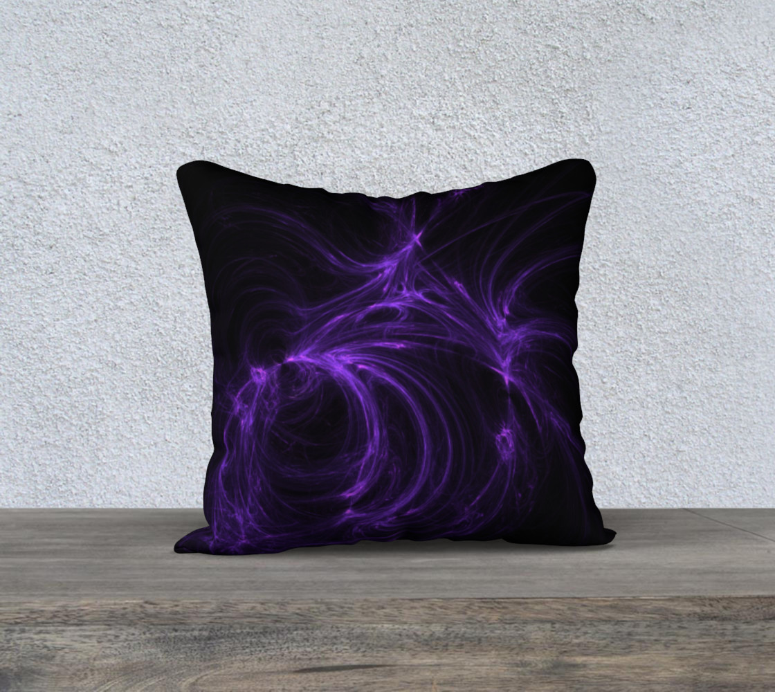 Purple Fractal on Black Pillow Case 18 x 18 preview #1