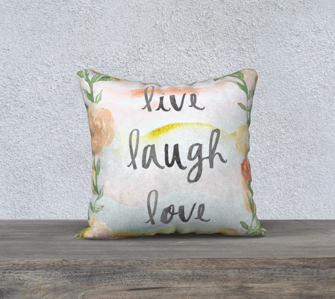 Live Laugh Love Warm Tone Floral Pillow preview #1