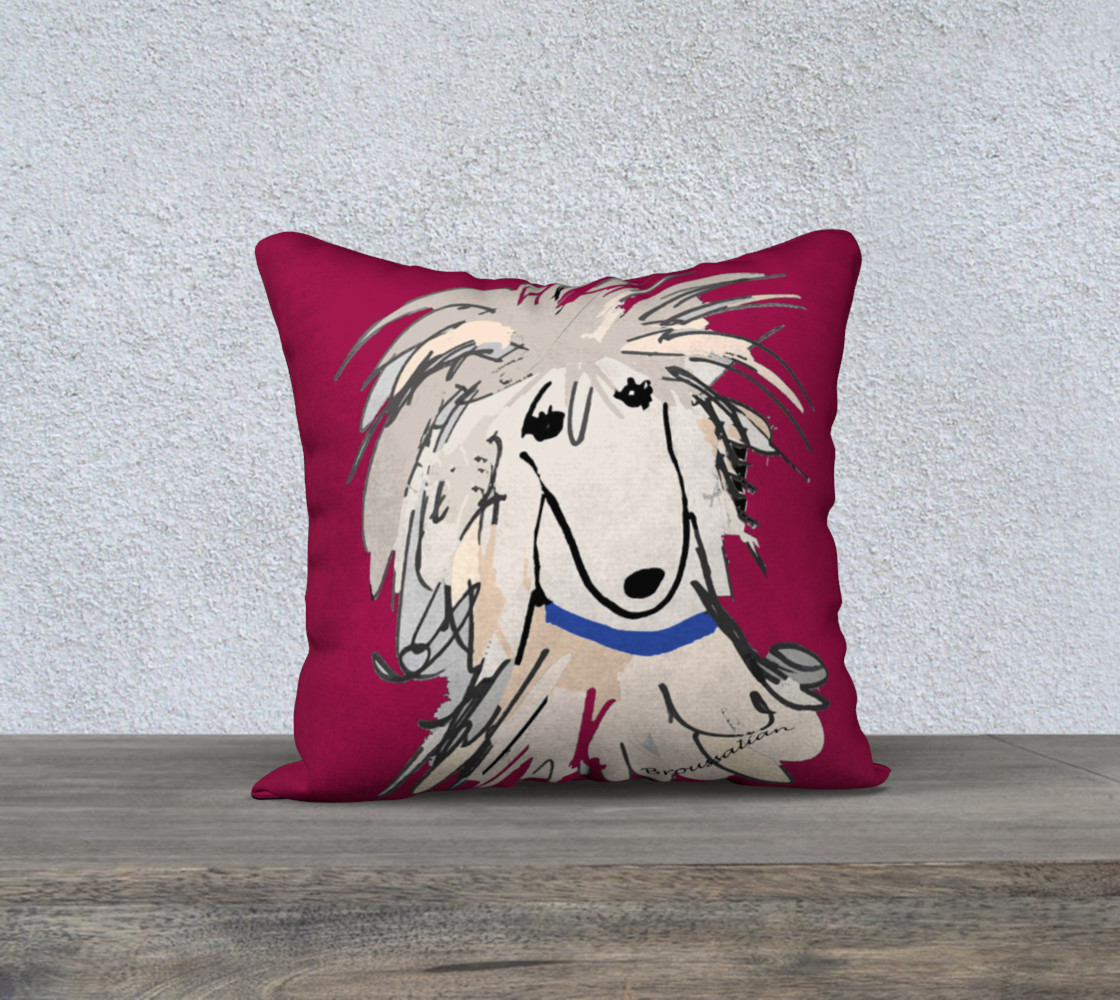 Pillow cover - Poodle Sergio with raspberry preview #1