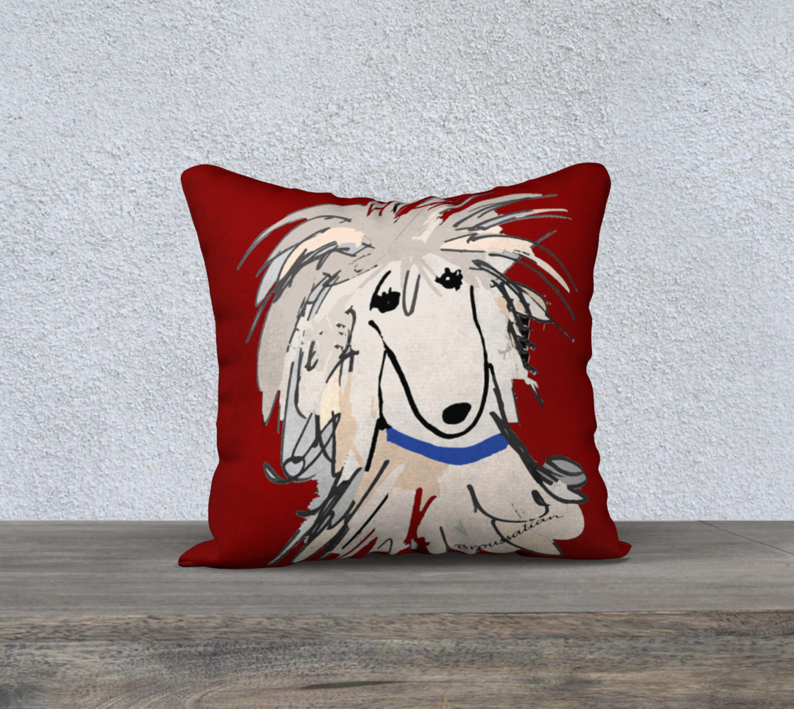 Pillow cover - Poodle Sergio in rich red preview #1