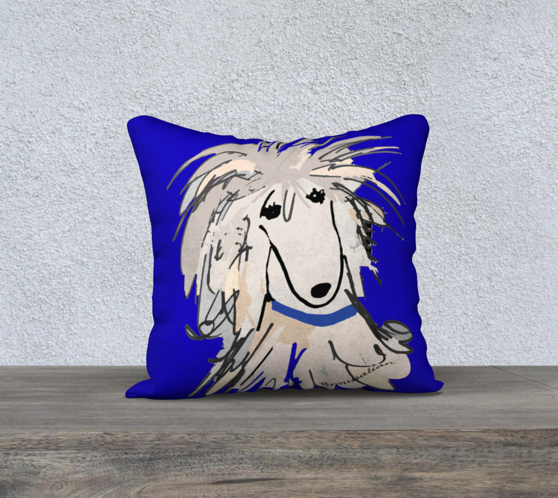 Pillow Cover - Poodle in Royal blue with Sergio 3D preview