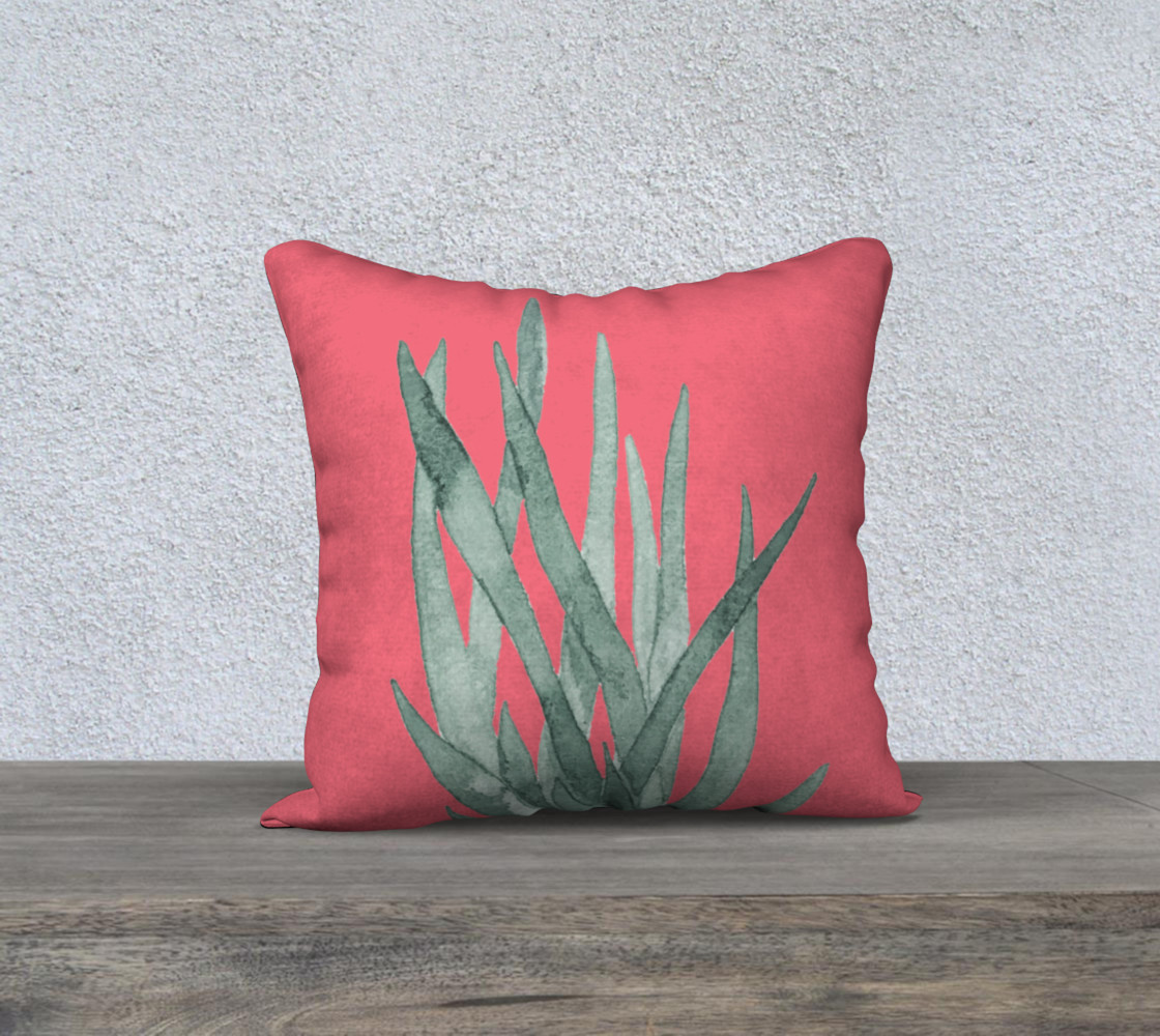 Coral and snake plant watercolor preview #1
