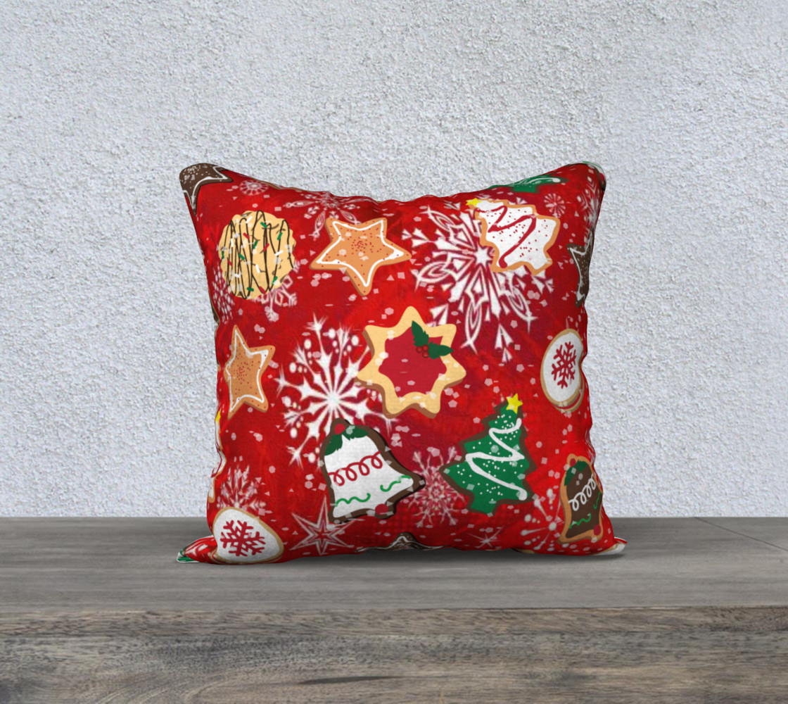 Retro Christmas Cookies Holiday Pillow 3D preview