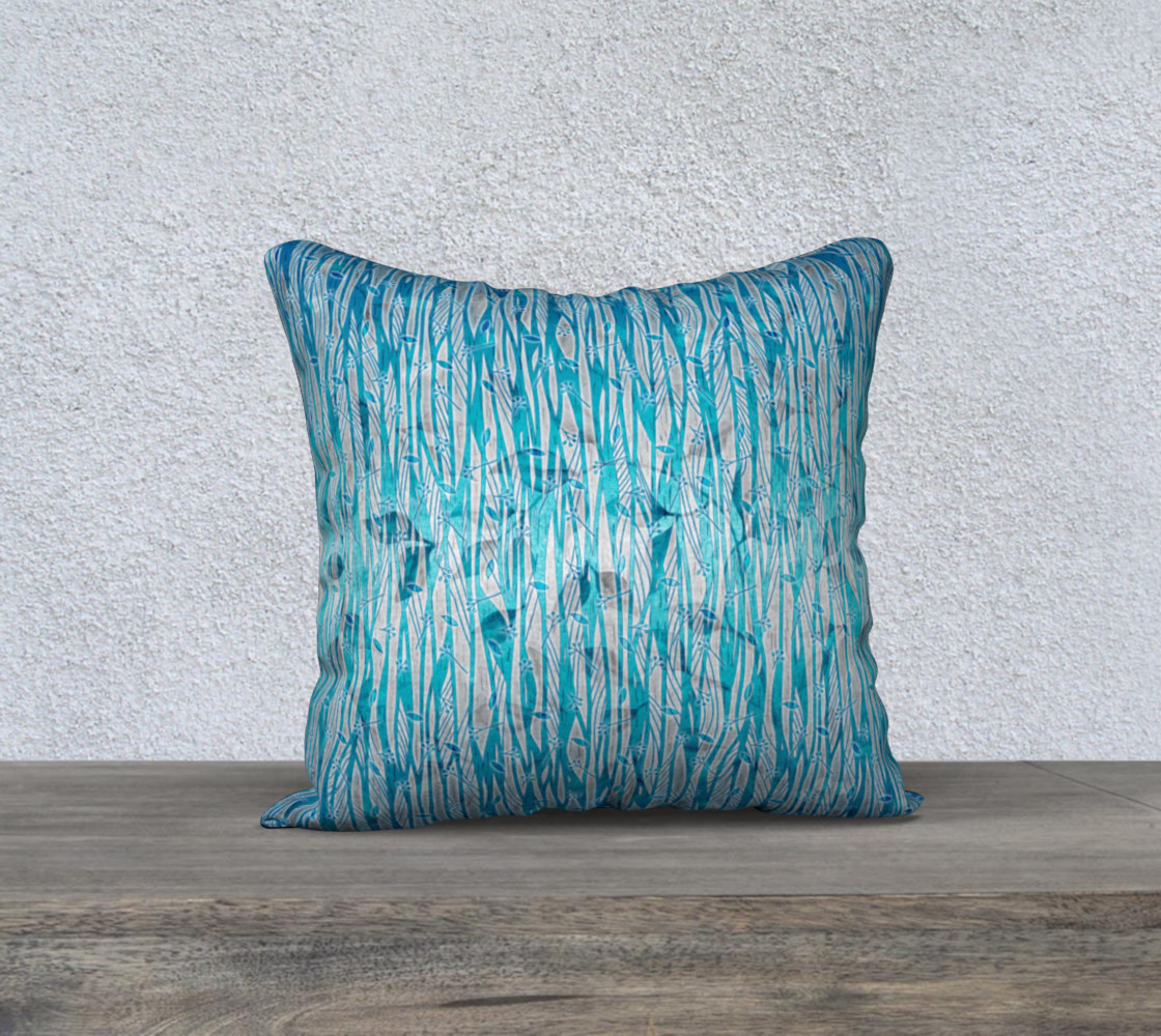 Blue Turquoise Silver Leafy Floral Pillow Case preview #1