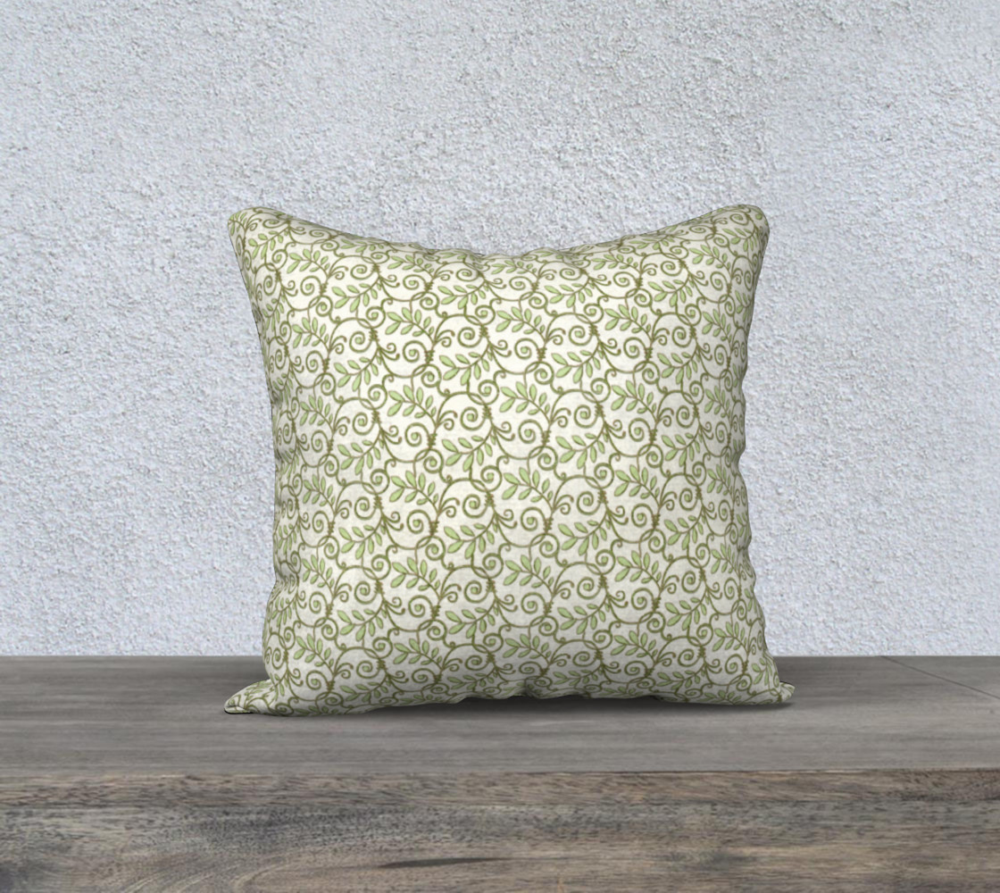 Green Cream Leafy Lace Floral Pillow Case preview #1