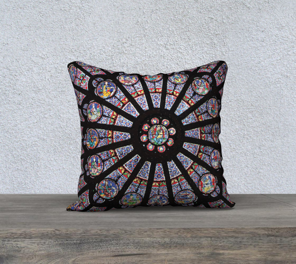 Rose South Window, Notre Dame Paris 18" x 18" Decorative Pillow Case preview #1