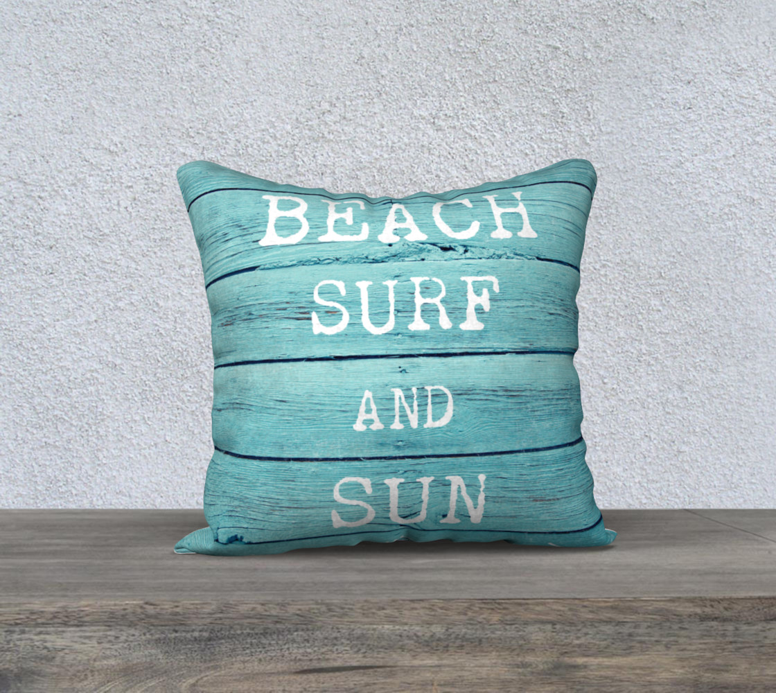 beach surf and sun 18" white back preview #1