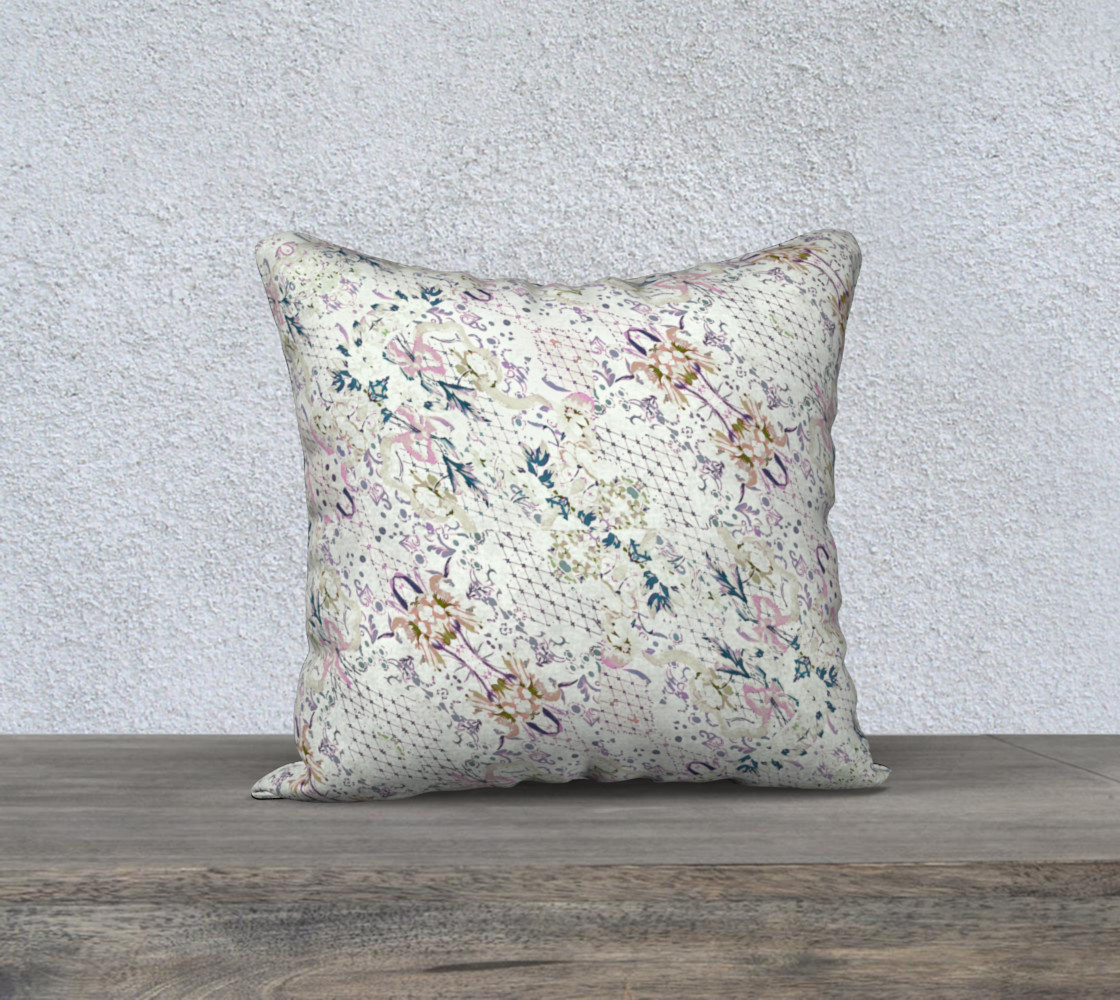 Aperçu 3D de Oriental Floral Ornate Print Pillow