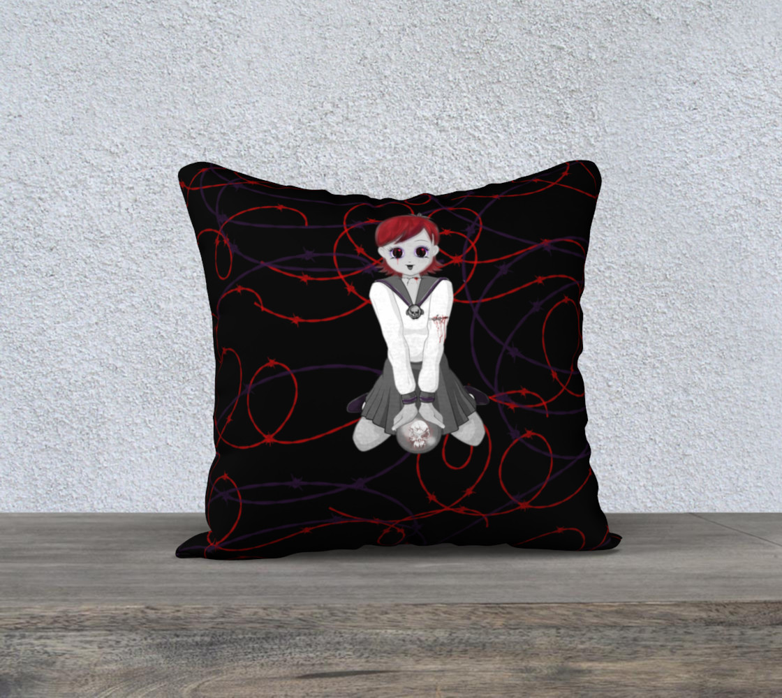 Anime Vampire Girl Goth Art Pillow By Tabz Jones preview #1