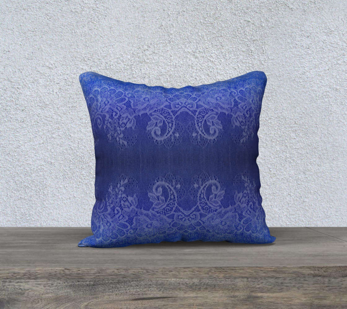 Blue Watercolor and Lace Pillow preview #1