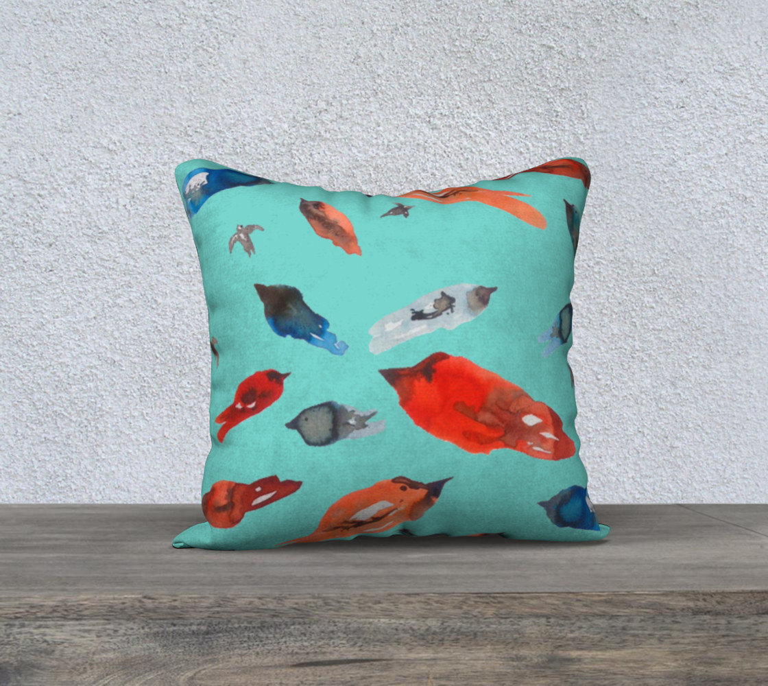 Fish-birds on Turquoise  cushion cover preview #1