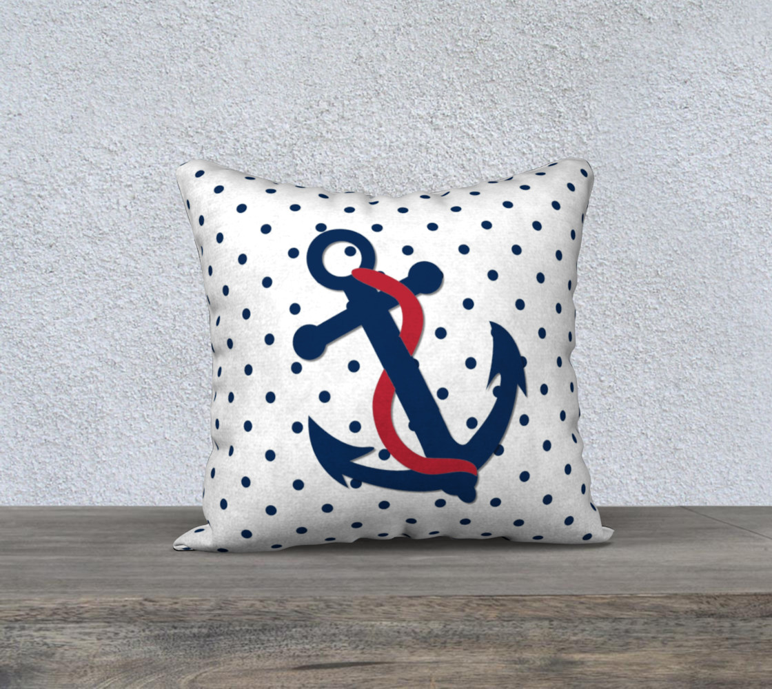 Anchor Pillow - Blue Anchor on Polka Dots preview #1