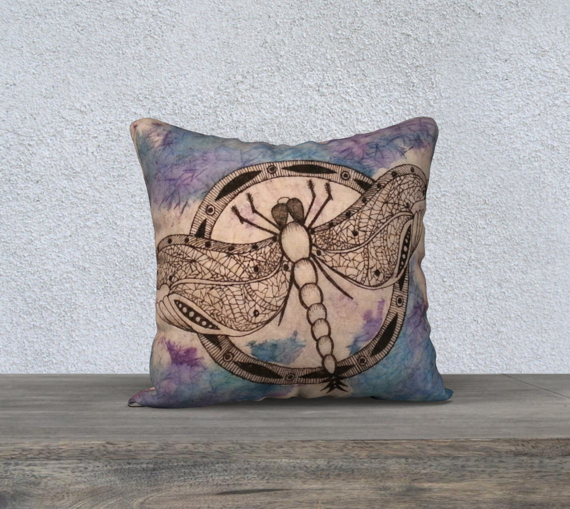 Dragonfly Mandala Watercolor Batik Pillowcase preview #1