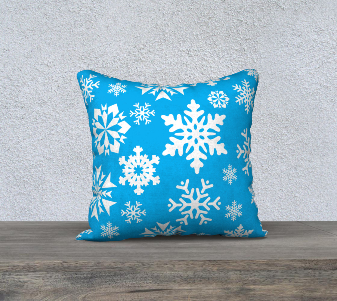 Pretty Teal Turquoise Winter Snowflakes Throw Pillow Cover preview #1