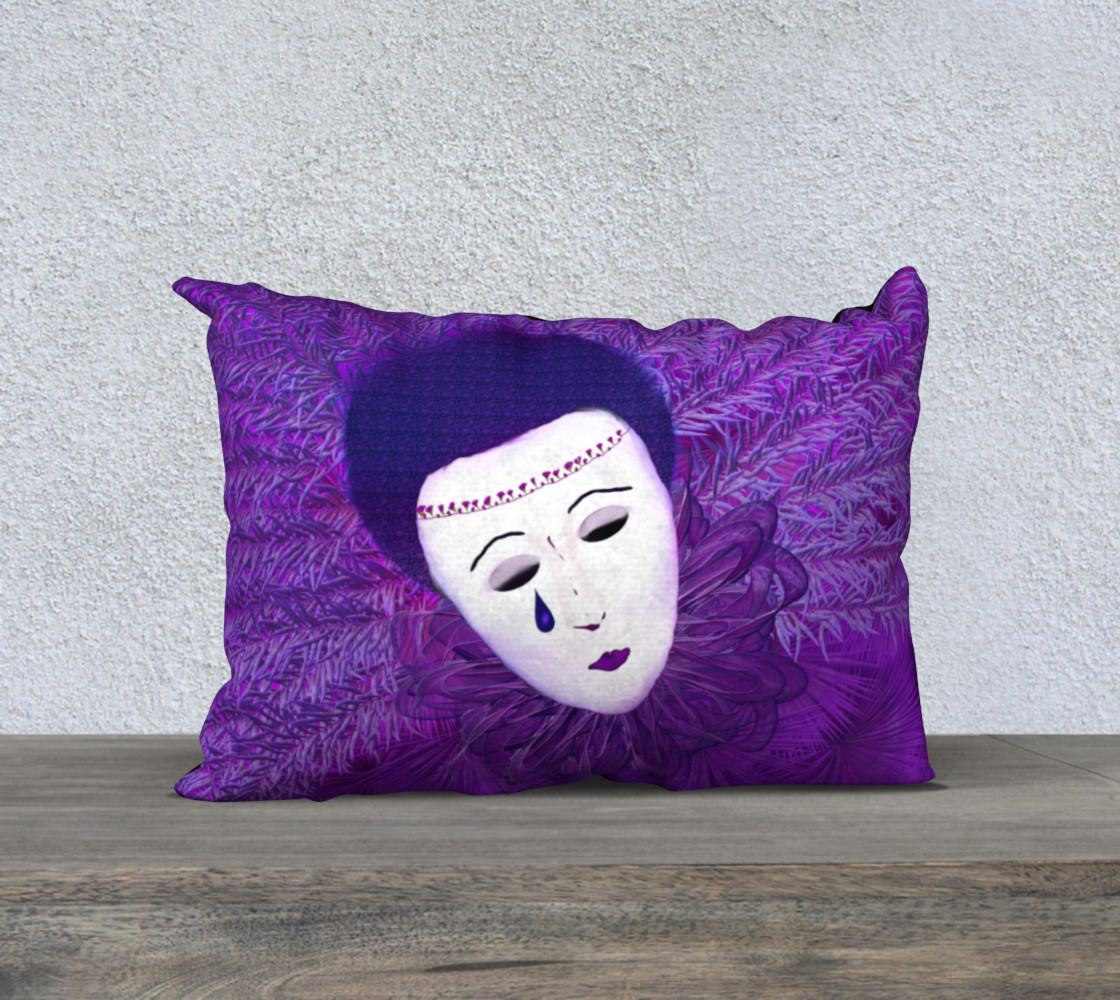 Purple Festival Sad Clown Mask 20 x 14 Pillow Case preview #1