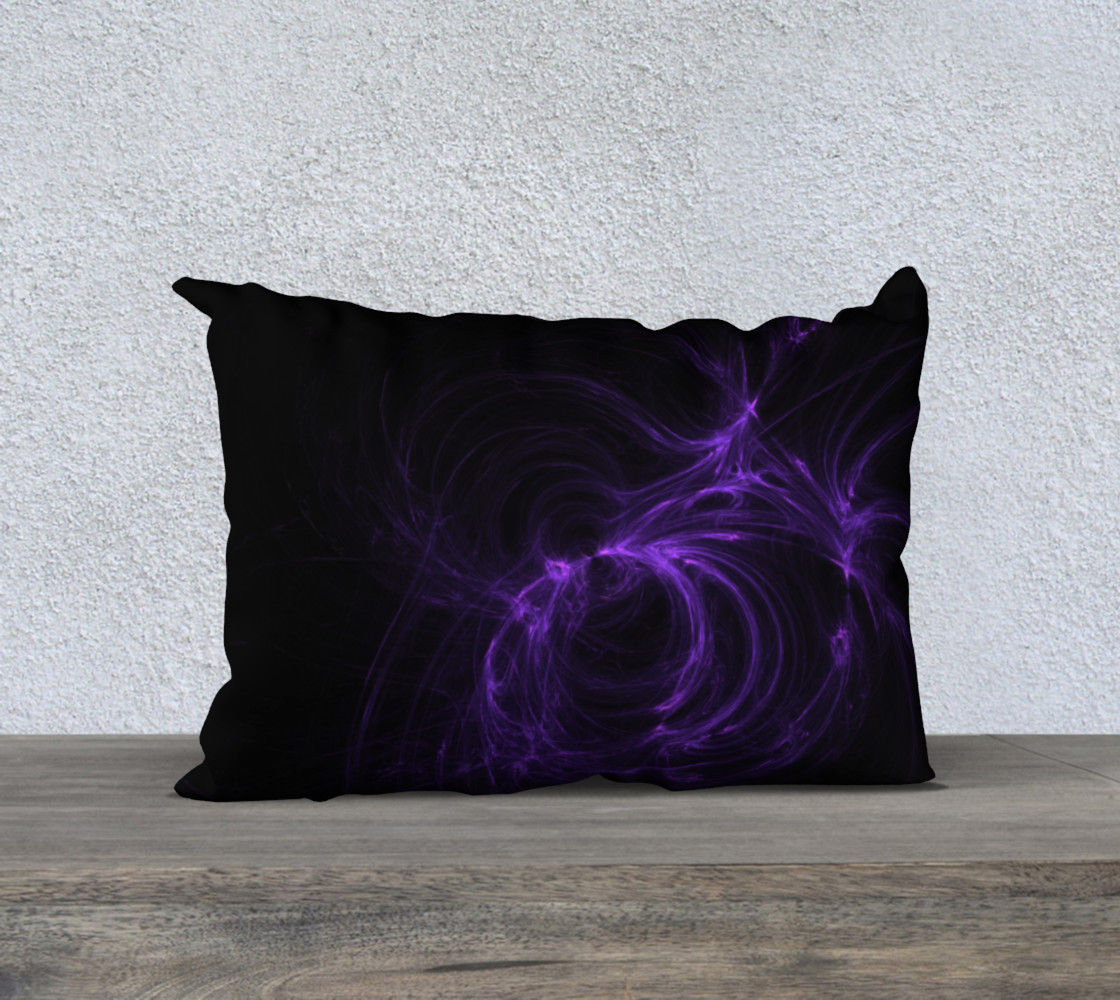Purple Fractal on Black Pillow Case 20 x 14 preview #1