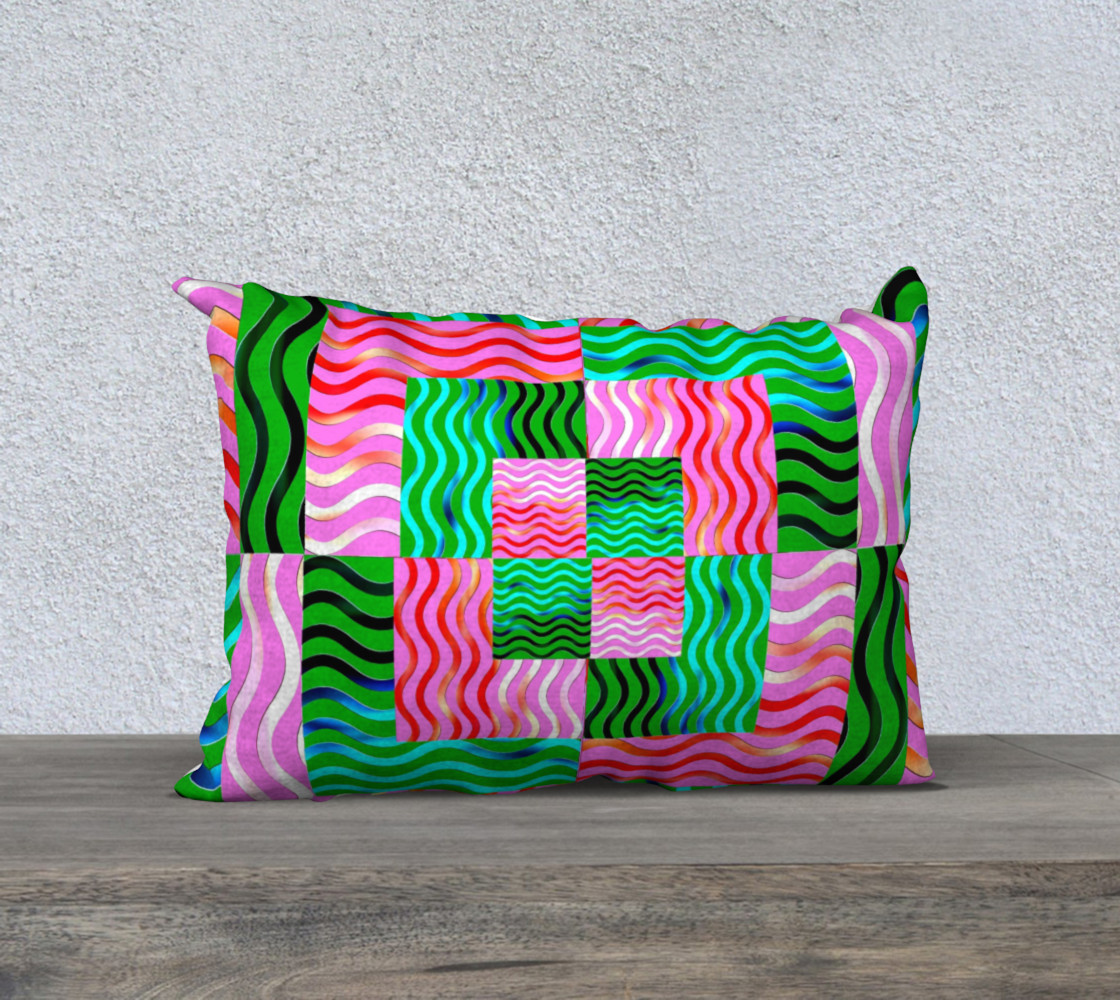 Aperçu de Multicolored Wavy Blocks Geometrical Throw Pillow #1