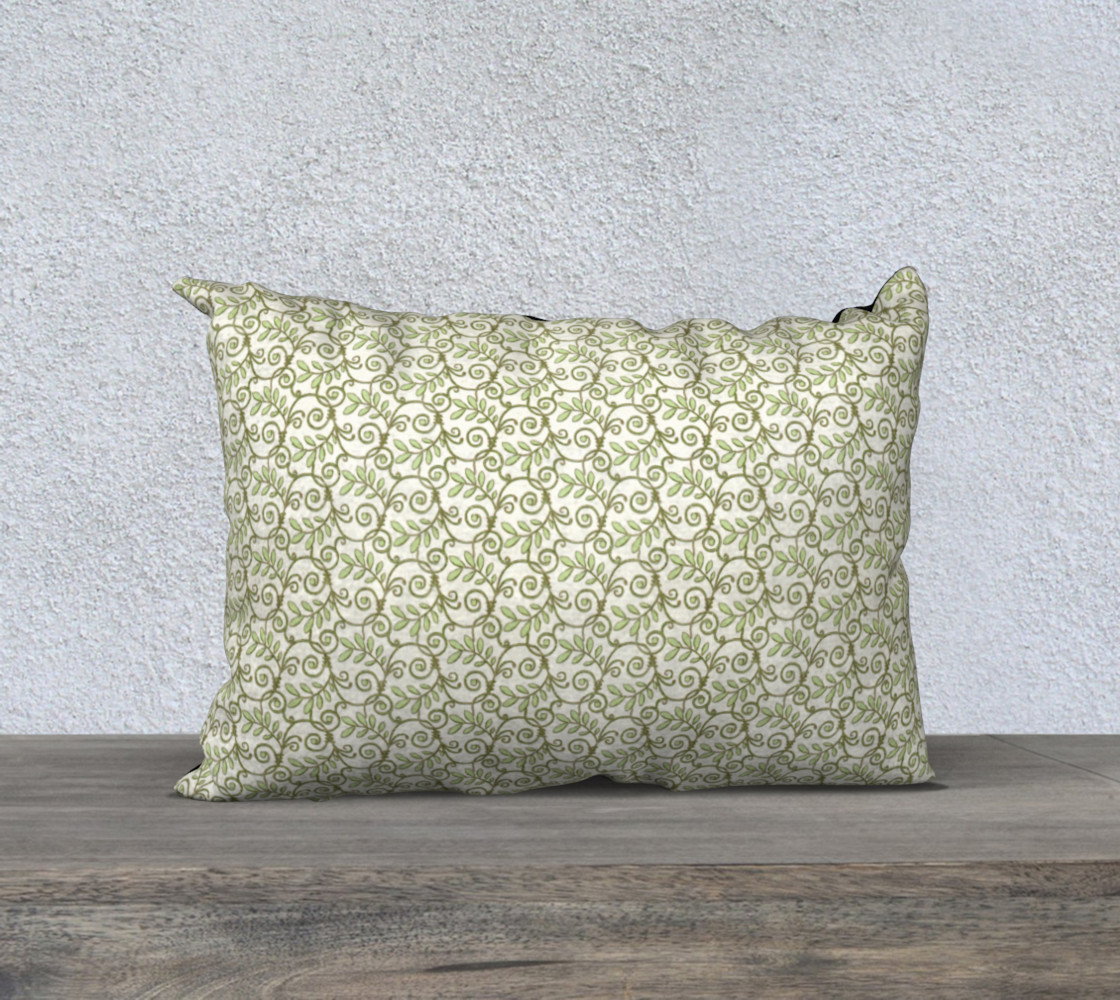 Green Cream Leafy Lace Floral 20x14 Pillow Case preview #1