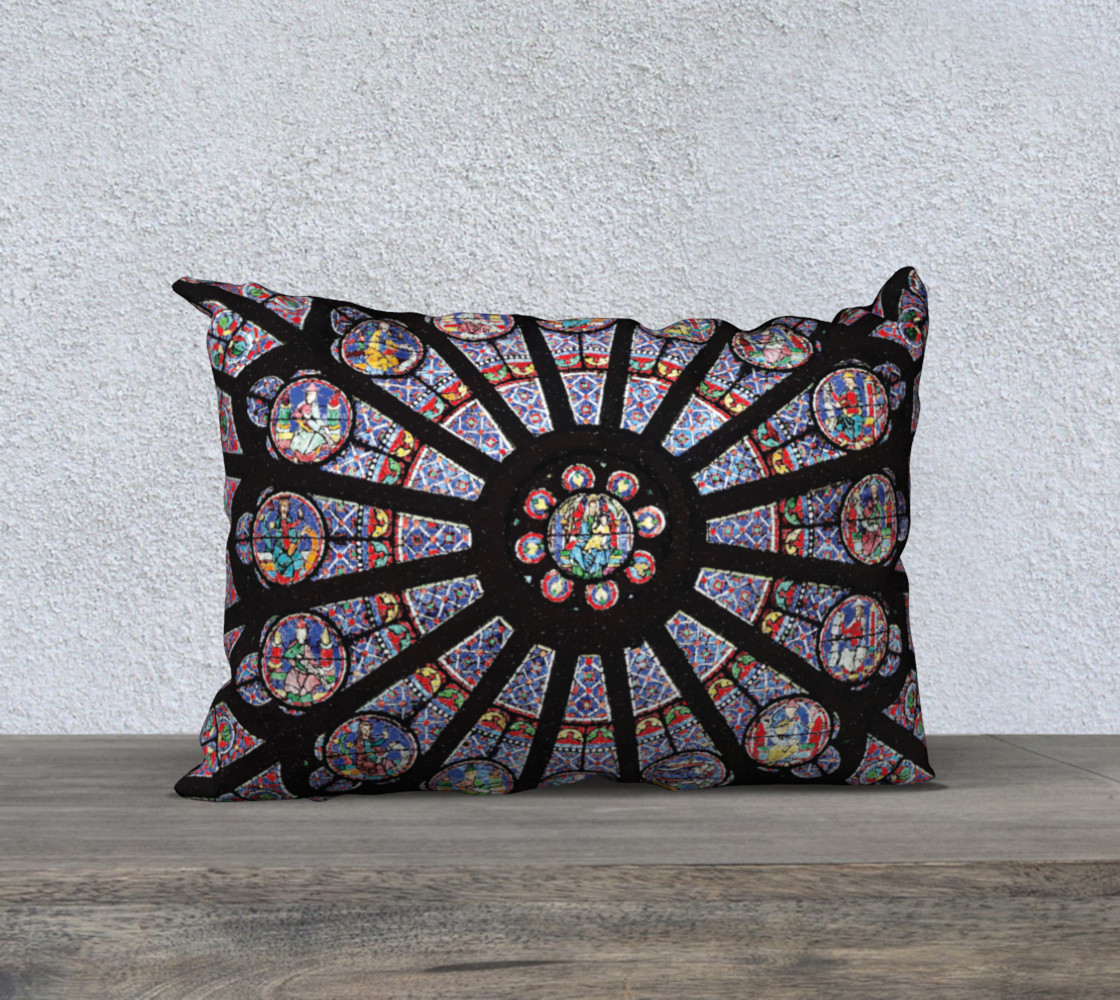 Rose South Window, Notre Dame Paris 20" x 14" Decorative Pillow Case preview #1