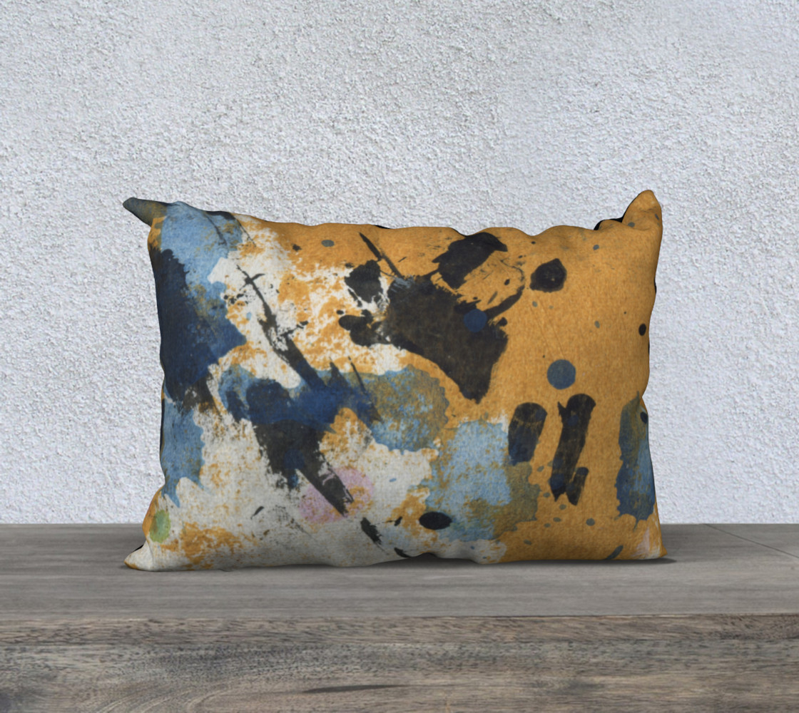 blue and ocher abstract 20 x 14" pillow preview #1