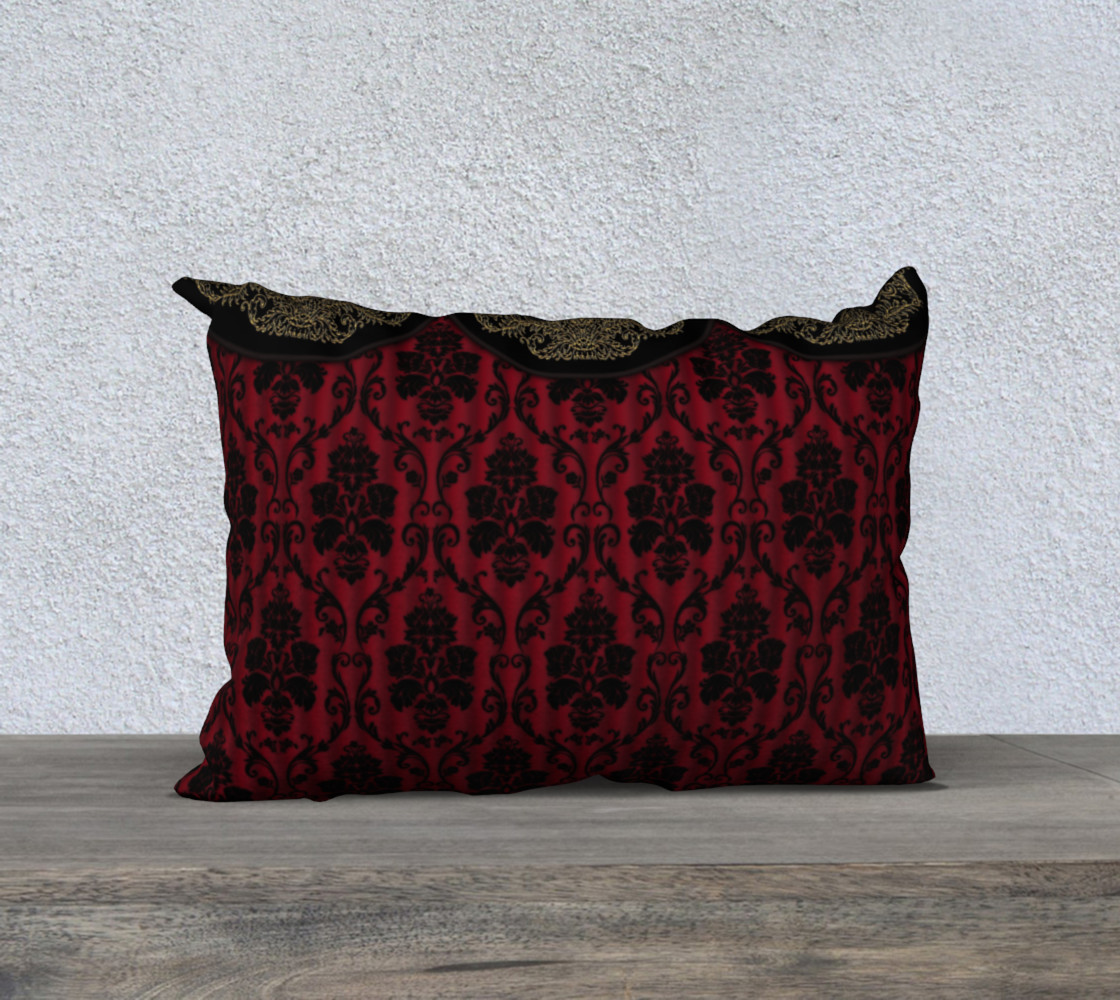 Elegant Black And Red Damask Antique Vintage Victorian Lace thumbnail #2