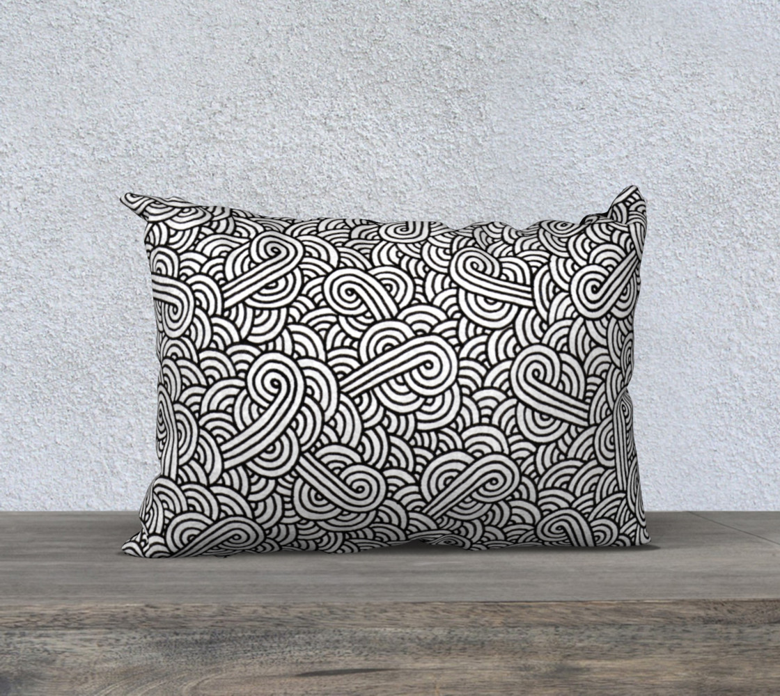 Aperçu 3D de Black and white swirls doodles 20 x 14 Pillow Case